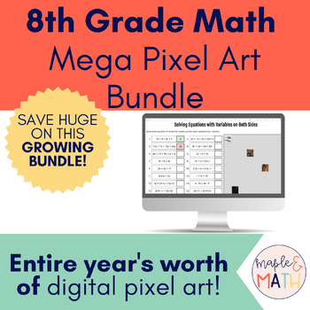 Preview of 8th Grade Digital Mystery Puzzle Pixel Art Mega Growing Bundle