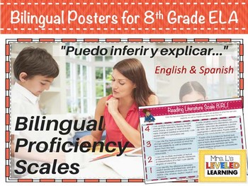 Preview of 8th Grade ELA Bilingual Leveled Proficiency Scale Posters - Differentiation