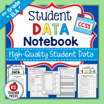 Preview of Data Tracking Sheets - 8th Grade ELA Student Binders/Folders, CCSS