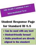 Informational Text: Student Response Page for Common Core 