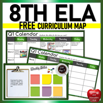 Preview of 8th Grade ELA Curriculum Map FREE