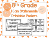 8th Grade ELA I Can Statements for CCSS Standards (Gray Chevron)