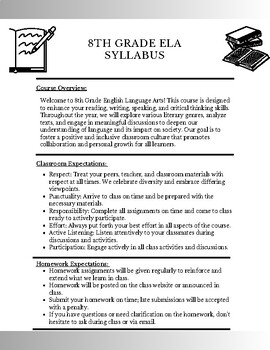 Preview of 8th Grade ELA Syllabus