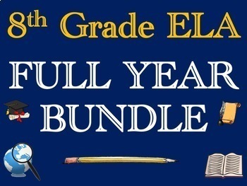 Preview of 8th Grade English ELA Lesson Plans, Slides, & Materials BUNDLE for FULL YEAR