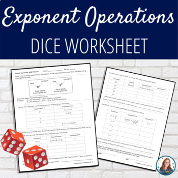 Preview of 8th Grade Exponent Operations Worksheet and Assessment