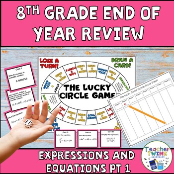 Preview of 8th Grade Expressions and Equations Task Card/Game Review and Assessment