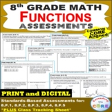 8th Grade FUNCTIONS Assessments (8.F) Common Core | Digital