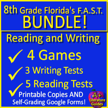 Preview of 8th Grade Florida BEST PM3 Games and Practice Tests Bundle Florida FAST