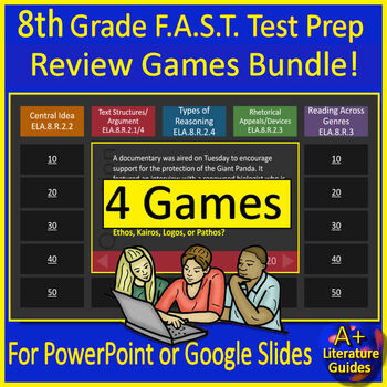 Preview of 8th Grade Florida FAST Reading Games Bundle Florida BEST Standards