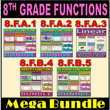 Preview of 8th Grade Functions Mega Bundle - 5 Learning Stations Resource Packs