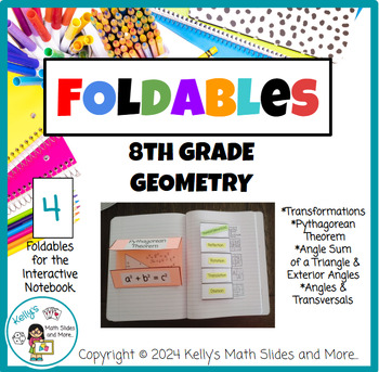 Preview of 8th Grade Geometry - 4 Printable Foldables for the Interactive Notebook