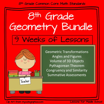 Preview of 8th Grade Math Geometry Bundle 9+ weeks