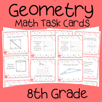 Preview of 8th Grade Geometry Task Cards | Common Core