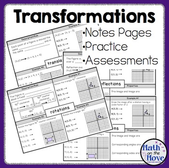 Preview of Transformations: Notes, Practice, and Assessments