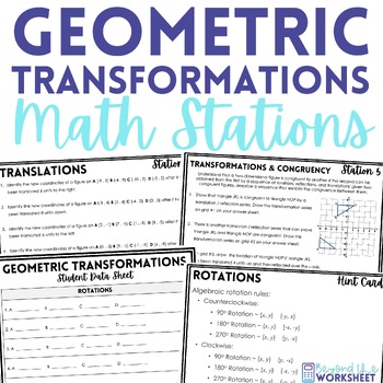 Preview of Geometric Transformations Math Stations | Math Centers
