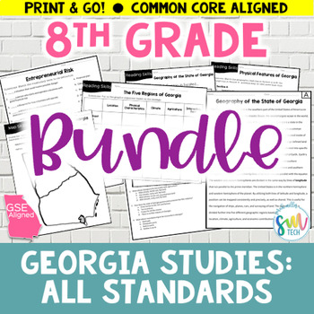 Preview of 8th Grade Georgia Social Studies Reading Activities BUNDLE (GSE Aligned)