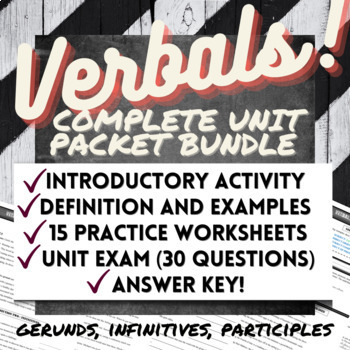 Preview of 8th Grade Grammar: Verbals Unit BUNDLE! (Gerunds, Infinitives, Participles)