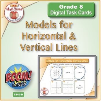 Preview of 8th Grade Horizontal and Vertical Line Models | BOOM Digital Task Cards 8E42-H
