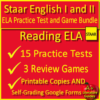 Preview of STAAR English I and II New Item Types Practice Tests and Games Bundle EOC Prep
