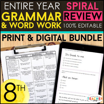 Preview of 8th Grade Language Spiral Review Google Classroom Distance Learning 4th QUARTER