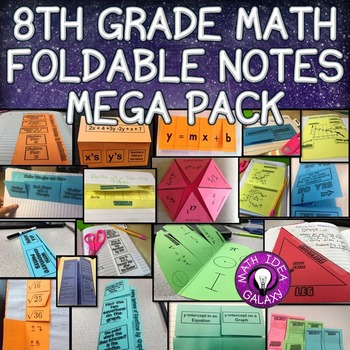 Preview of 8th Grade Math Interactive Notebook Foldable Notes Only Bundle