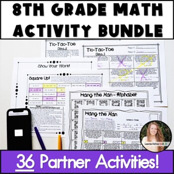 Preview of 8th Grade Math Activities Bundle | No Prep Parther Games