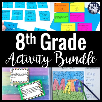 8th Grade Math Activity Bundle by Mrs E Teaches Math | TPT