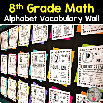 Preview of 8th Grade Math Alphabet Vocabulary Word Wall (Great for Bulletin Boards)