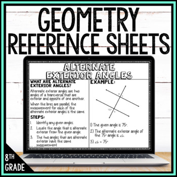 Preview of 8th Grade Math Anchor Chart Reference Sheets Posters