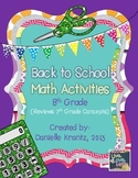 8th Grade Math Back to School Activities