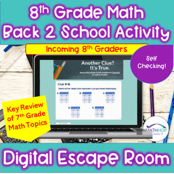 Preview of 8th Grade Math: Back to School - First Weeks Digital Escape Room