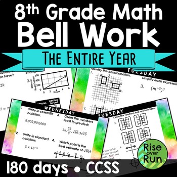 Preview of 8th Grade Math Warm Ups and Bell Work
