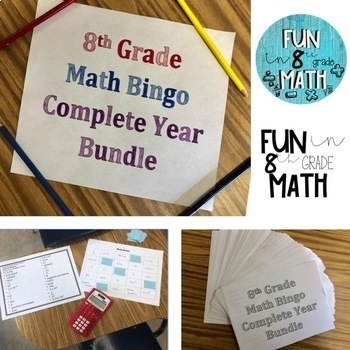 Preview of 8th Grade Math Bingo Complete Year Bundle