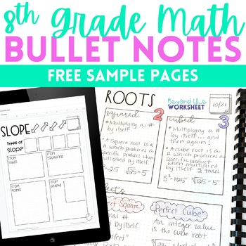 Preview of 8th Grade Math Bullet Notes SAMPLE PAGES