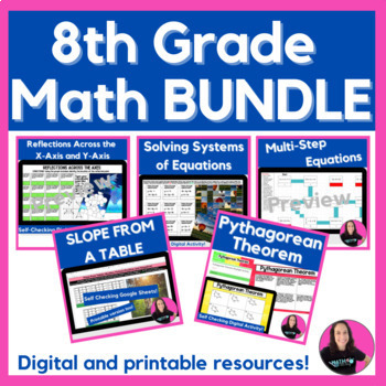 Preview of 8th Grade Math Bundle of Digital and Printable Activities