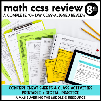 Preview of 8th Grade Math Review | CCSS Test Prep | End of Year Math Review | Exam Prep