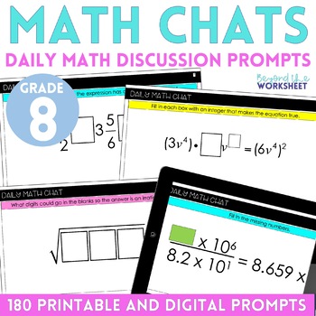 Preview of 8th Grade Math Chats - Daily Math Problems