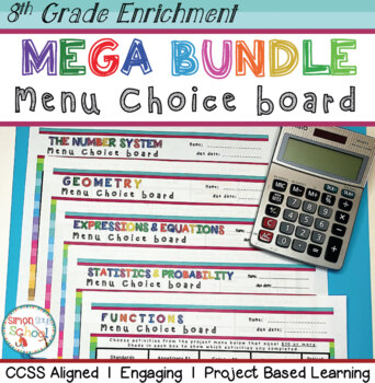 Preview of 8th Grade Math Choice Boards Bundle - ALL STANDARDS - Distance Learning