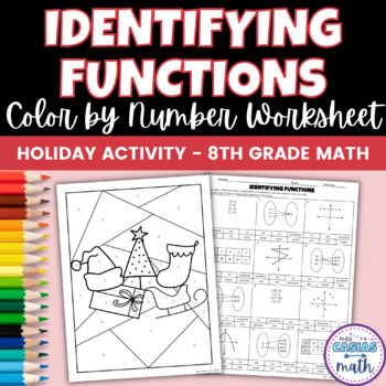Preview of 8th Grade Math Christmas Activity Identifying Functions Coloring Worksheet