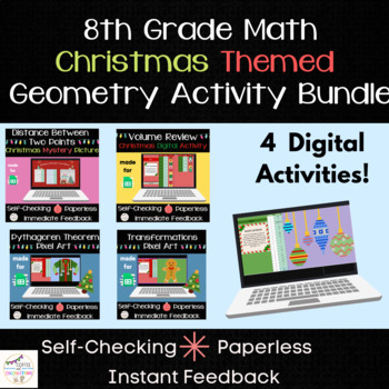 Preview of 8th Grade Math - Christmas Review Activity Bundle - Geometry Standards