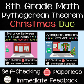 Preview of 8th Grade Math - Christmas Review Activity Pack - Pythagorean Theorem