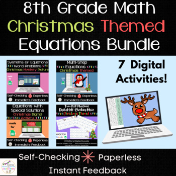 Preview of 8th Grade Math - Christmas Review Bundle - Equations Standards