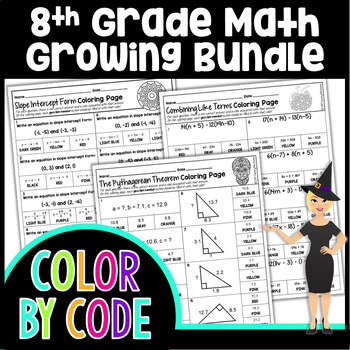 8th grade math review coloring sheets teaching resources tpt