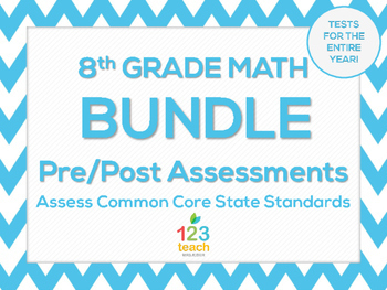 Preview of 8th Grade Math Common Core Pre and Post-Test Assessments BUNDLE!