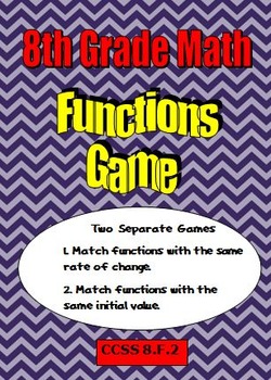 Preview of 8th Grade Math Compare Functions - Two Matching Games - CCSS 8.F.2
