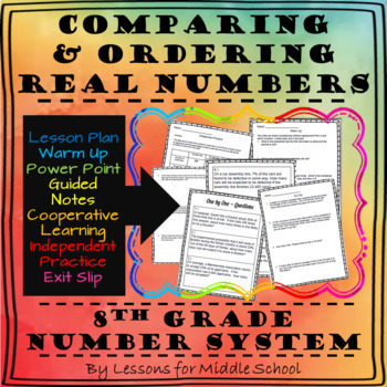 Preview of 8th Grade Math - Comparing and Ordering Real Numbers: Lesson and Activities