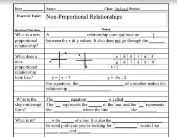 Preview of 8th Grade Math Cornell Style Notes