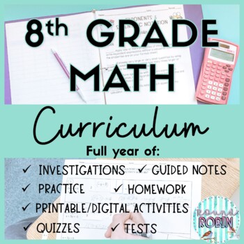 Preview of 8th Grade Math Pre Algebra Guided Notes Curriculum Year Long Practice Activities