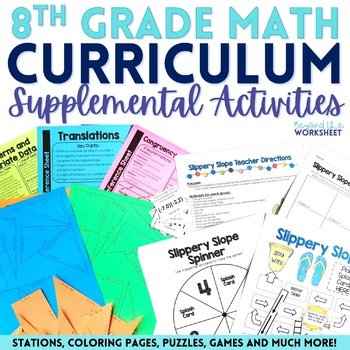Preview of 8th Grade Math Curriculum Supplemental Activities Bundle