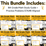 8th Grade Math Curriculum Study Guides + Practice Problems